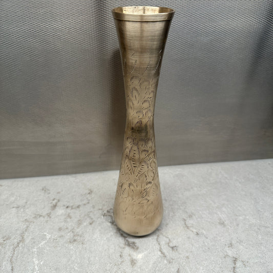 Large Vintage Brass Etched Vase