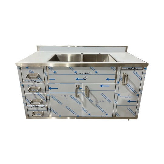 Stainless Steel Base Sink Cabinet With 3 Doors and 4 Drawers