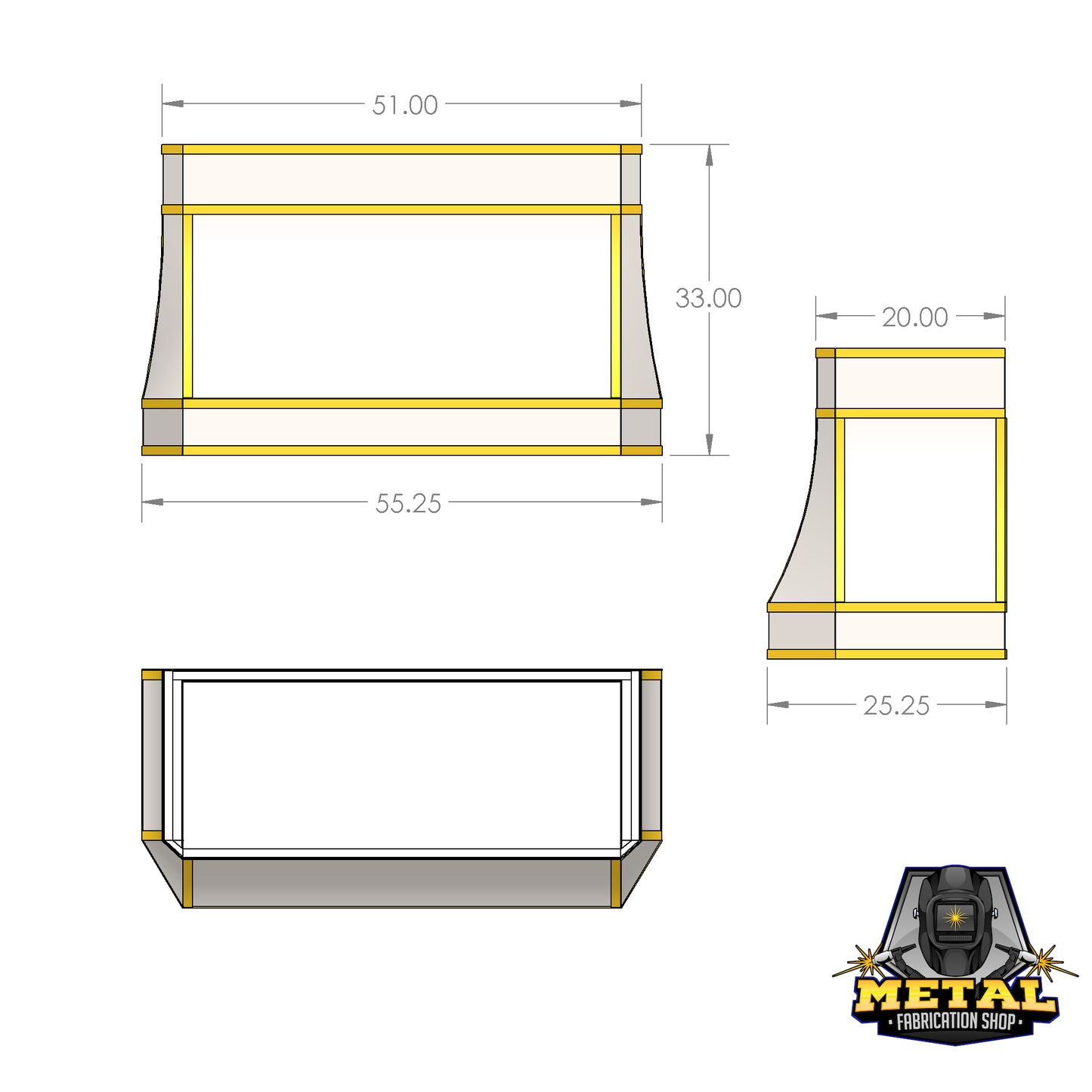 Stainless Steel Multi-Curved Range Hood With Brass Strapping