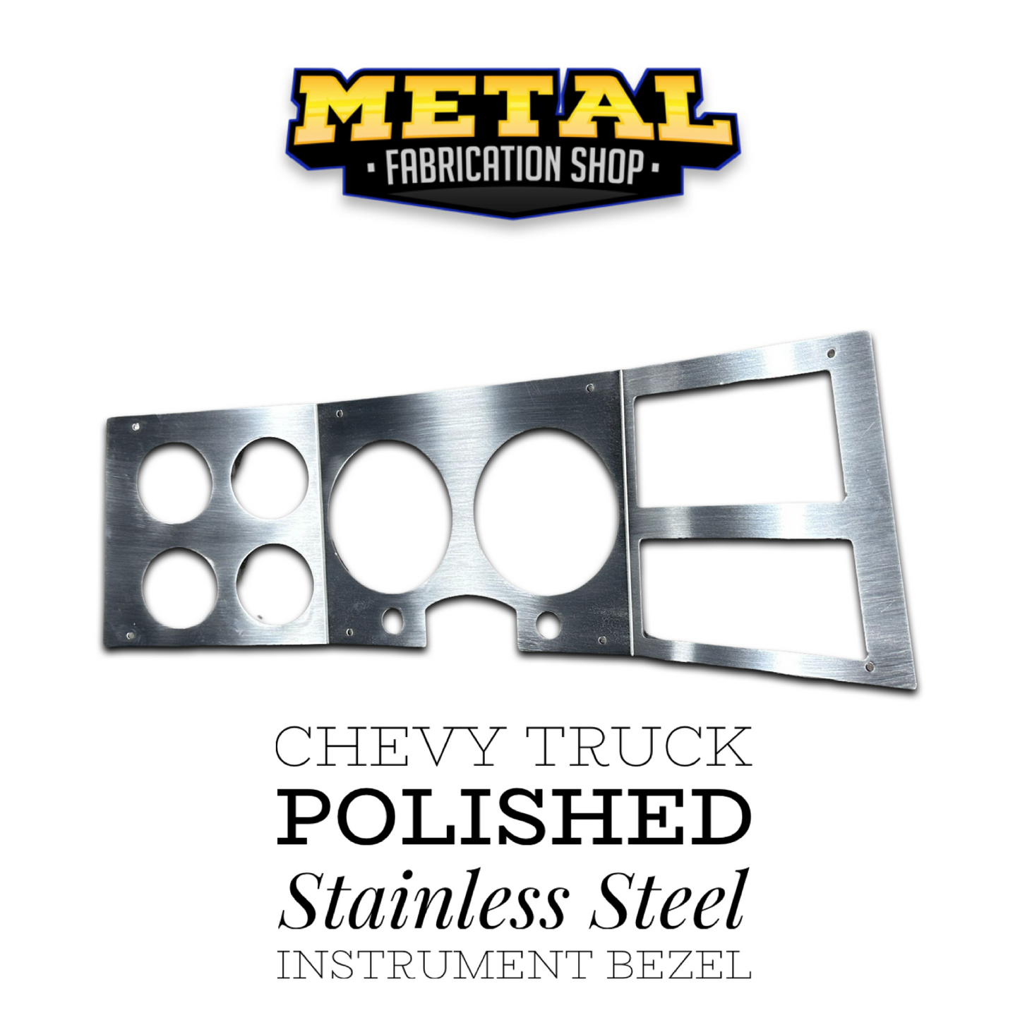 1973-1987 Fullsize Chevy & GMC Truck Instrument Bezel Panel Dash Brushed Polished Stainless Steel Trim