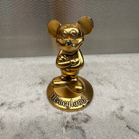 Vintage Mickey Mouse Disneyland Brass Souvenir Statue Figurine Paperweight