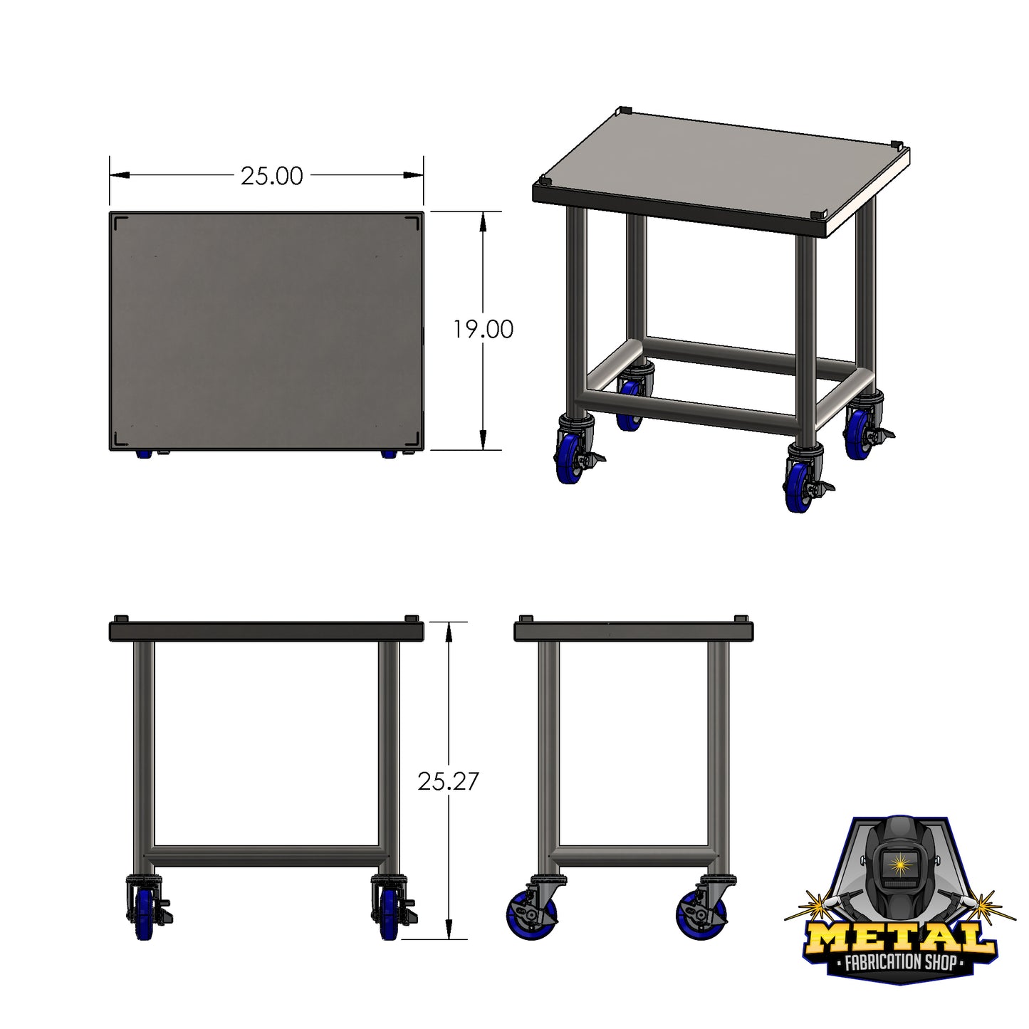 Stainless Steel Mobile Table with Cutting Board Tabs