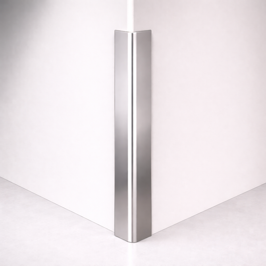 Stainless Steel Corner Guard - Inside or Outside - 1", 1-1/2" or 2" Flange – Hug Edge Option – Custom Length