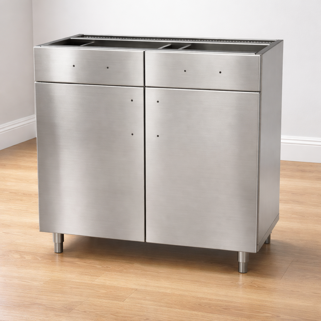 Modular Full Overlay Stainless Steel Base Cabinet - 36″ × 34½″ × 24″ Two Door Two Drawer